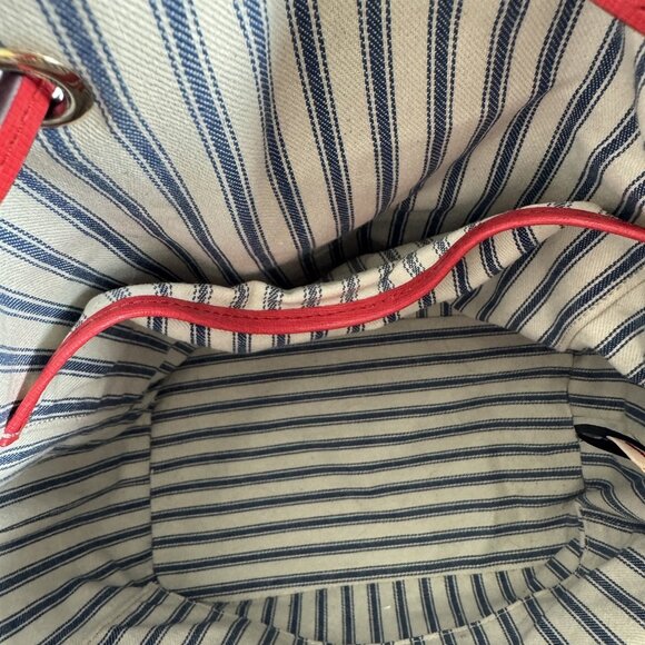 Dooney & Bourke Gretta Drawstring Bag Purse Red Coated Water Repellent Canvas - Picture 8 of 10